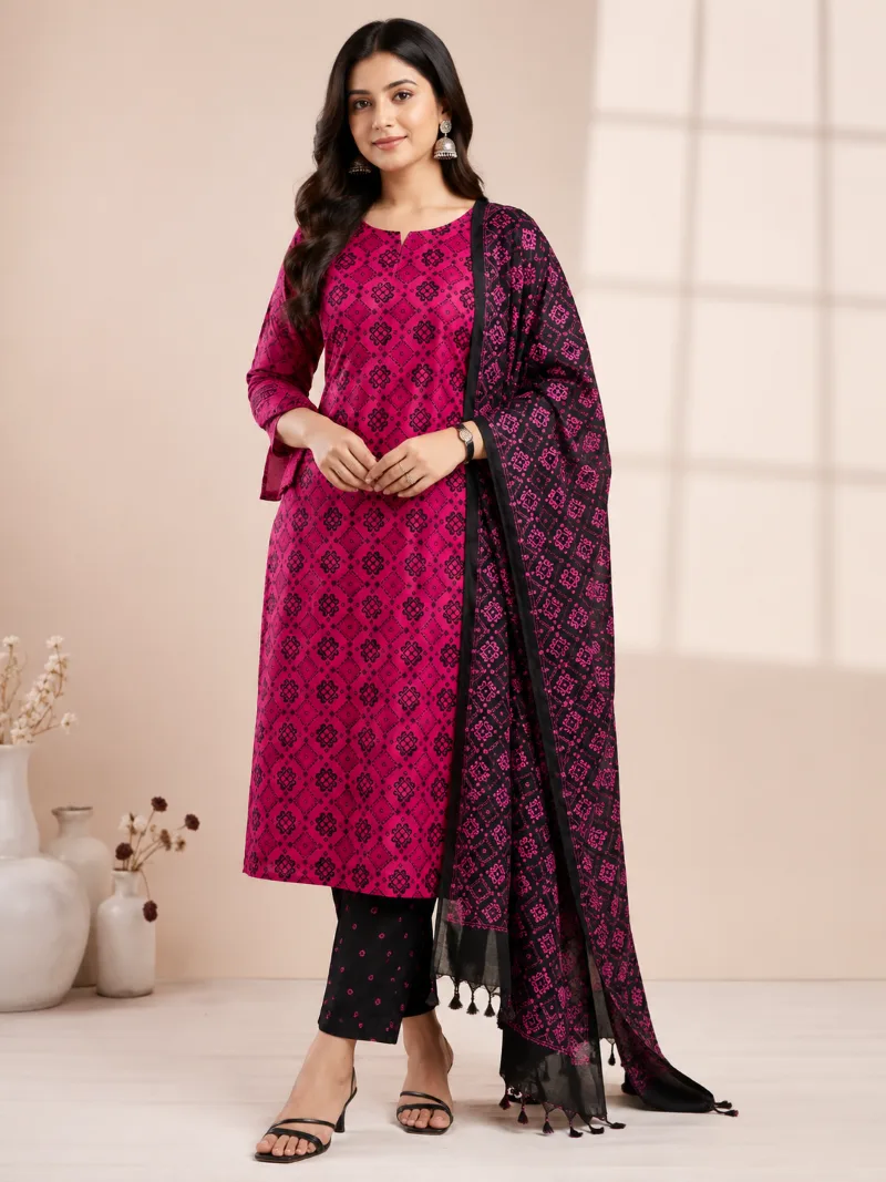 প্রিমিয়াম কটন VIP Block Print থ্রি পিস(snR)